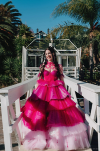 Pink Wedding Dress Ball Gown with Removable Skirt (#Maggie) - Dream Dresses by P.M.N.