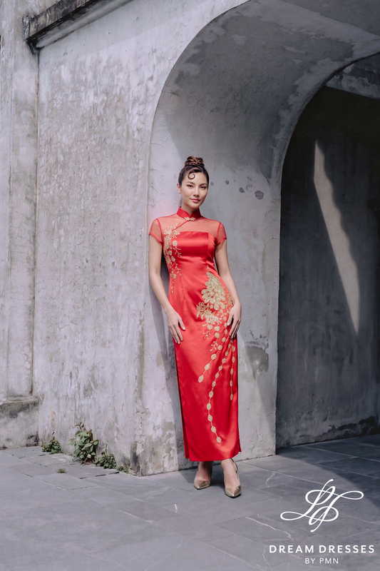 Red Chinese Qipao Wedding Dress (#ZHENYU) - Dream Dresses by P.M.N.