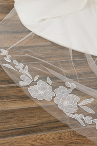 Cathedral Wedding Veil with Floral Lace (#MARTINA) - Dream Dresses by P.M.N.