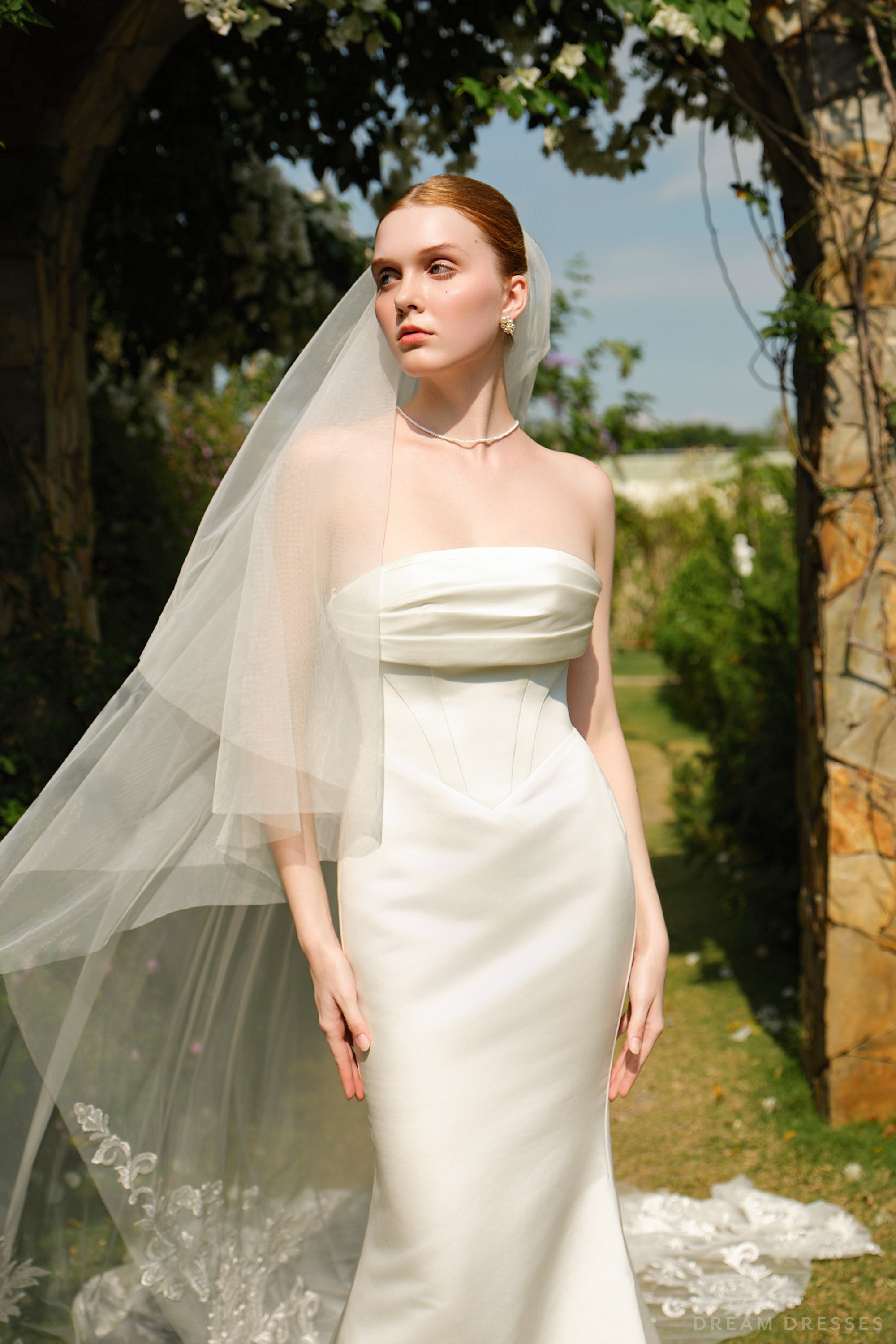 Cathedral Length Wedding Veil with Blushe (#SARA)