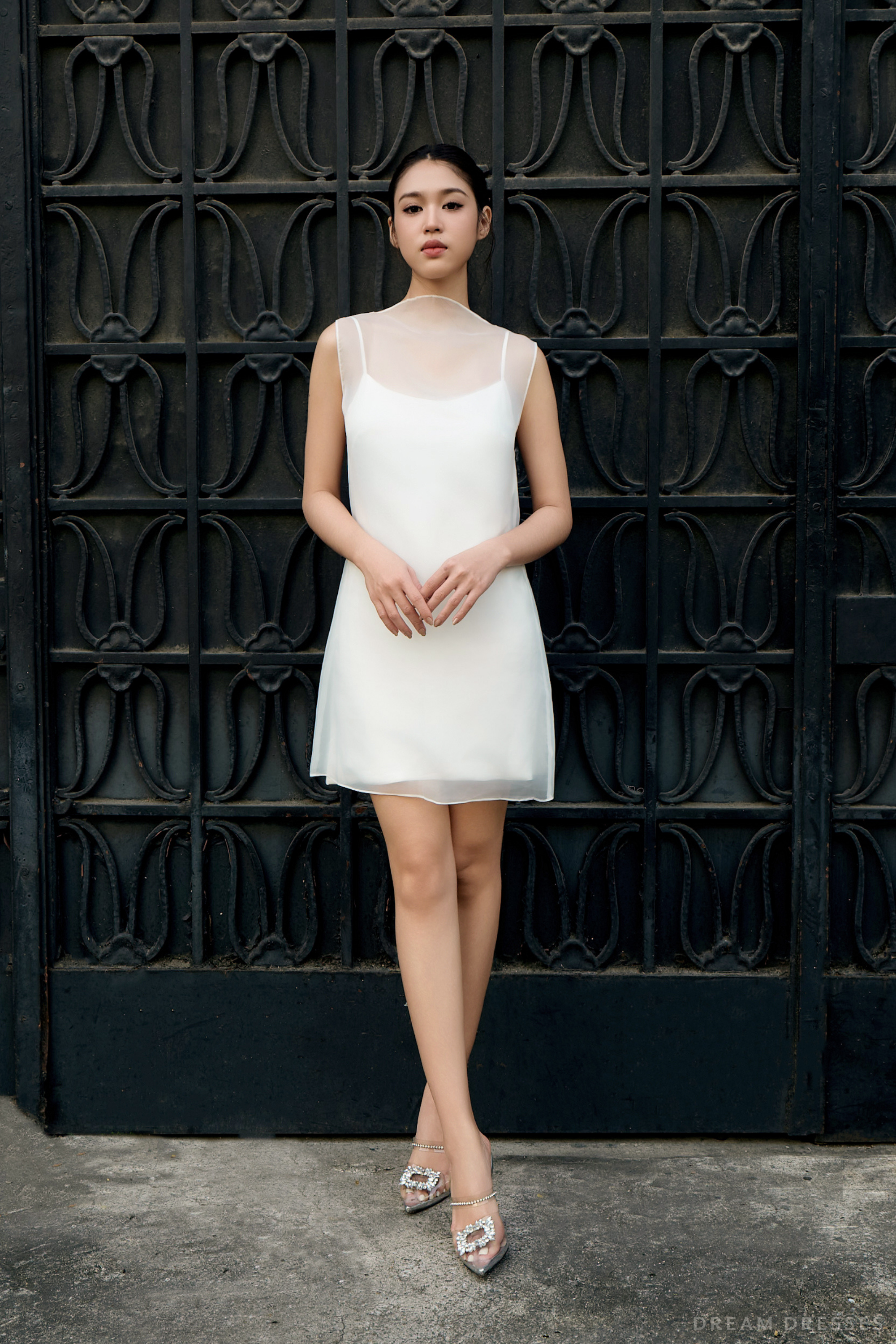 DreamDress By PMN Zahra Wedding Guest Evening Dinner Cocktail Party Full Dress Mini Rehearsal Light Ivory Sleeveless | Size: 18 DreamDress By PMN Zahra Wedding Guest Evening Dinner Cocktail Party Full Dress Mini Rehearsal Light Ivory Sleeveless | Size: 18