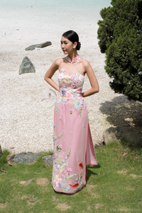 Pink Bridal Embroidery Ao Dai | Modern Vietnamese Bridal Dress (#CELESTYA) - Dream Dresses by P.M.N.