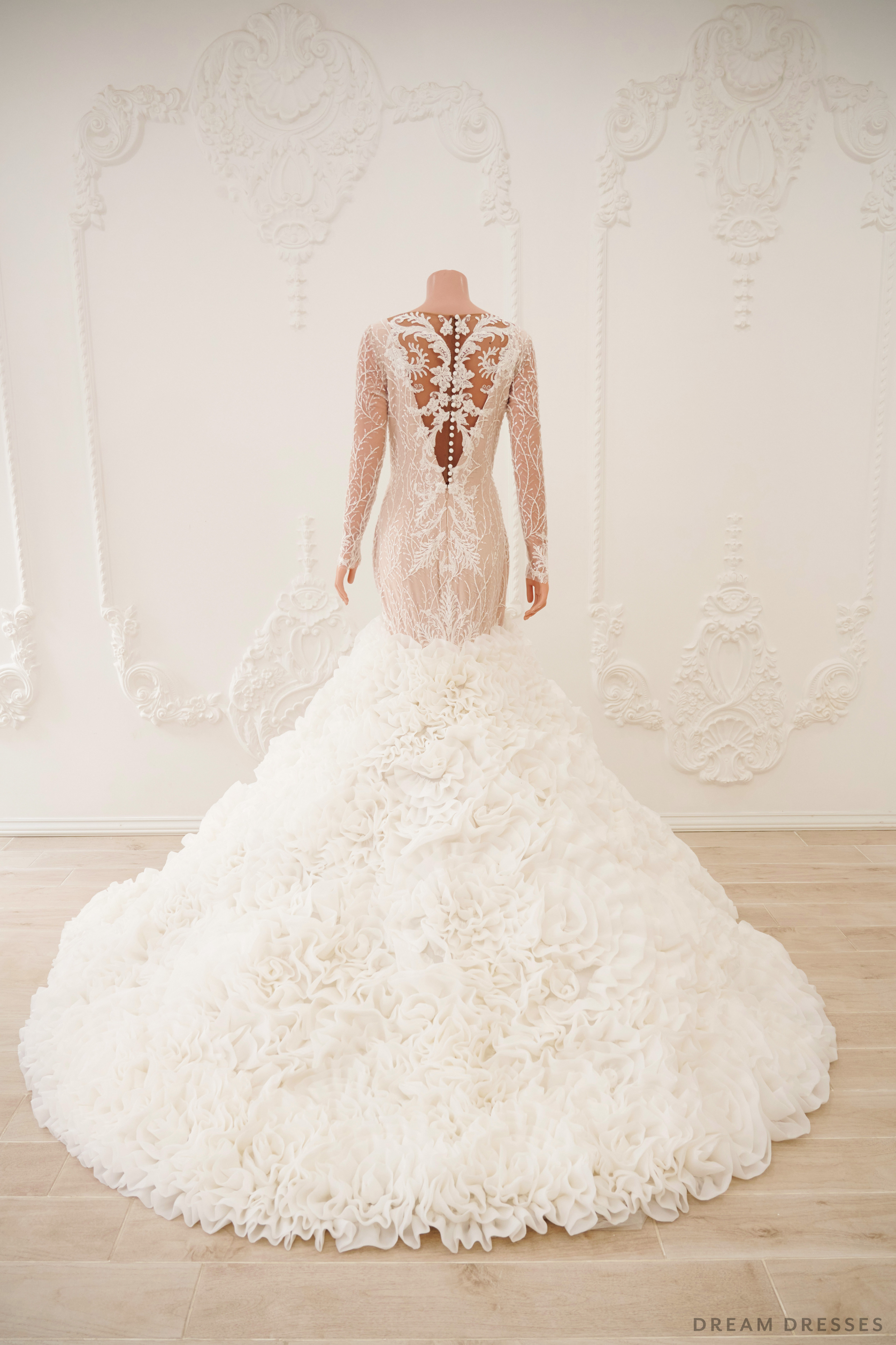 Mermaid Wedding Dress with Big Detachable Ruffle Bottom (#NADEEN) - Dream Dresses by P.M.N.