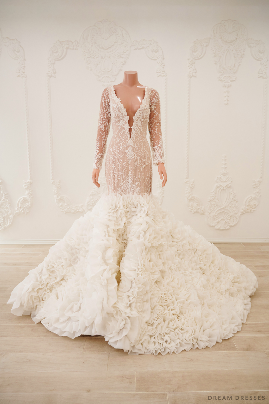 Mermaid Wedding Dress with Big Detachable Ruffle Bottom (#NADEEN) - Dream Dresses by P.M.N.