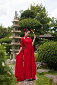 Red Bridal Ao Dai | Modern Vietnamese Bridal Dress (#LISI) - Dream Dresses by P.M.N.