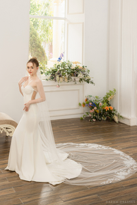 Cathedral Wedding Veil with Floral Lace (#MARTINA) - Dream Dresses by P.M.N.