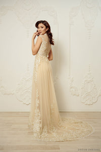Champagne Bridal Ao Dai | Modern Vietnamese Bridal Dress (#SUYIN) - Dream Dresses by P.M.N.