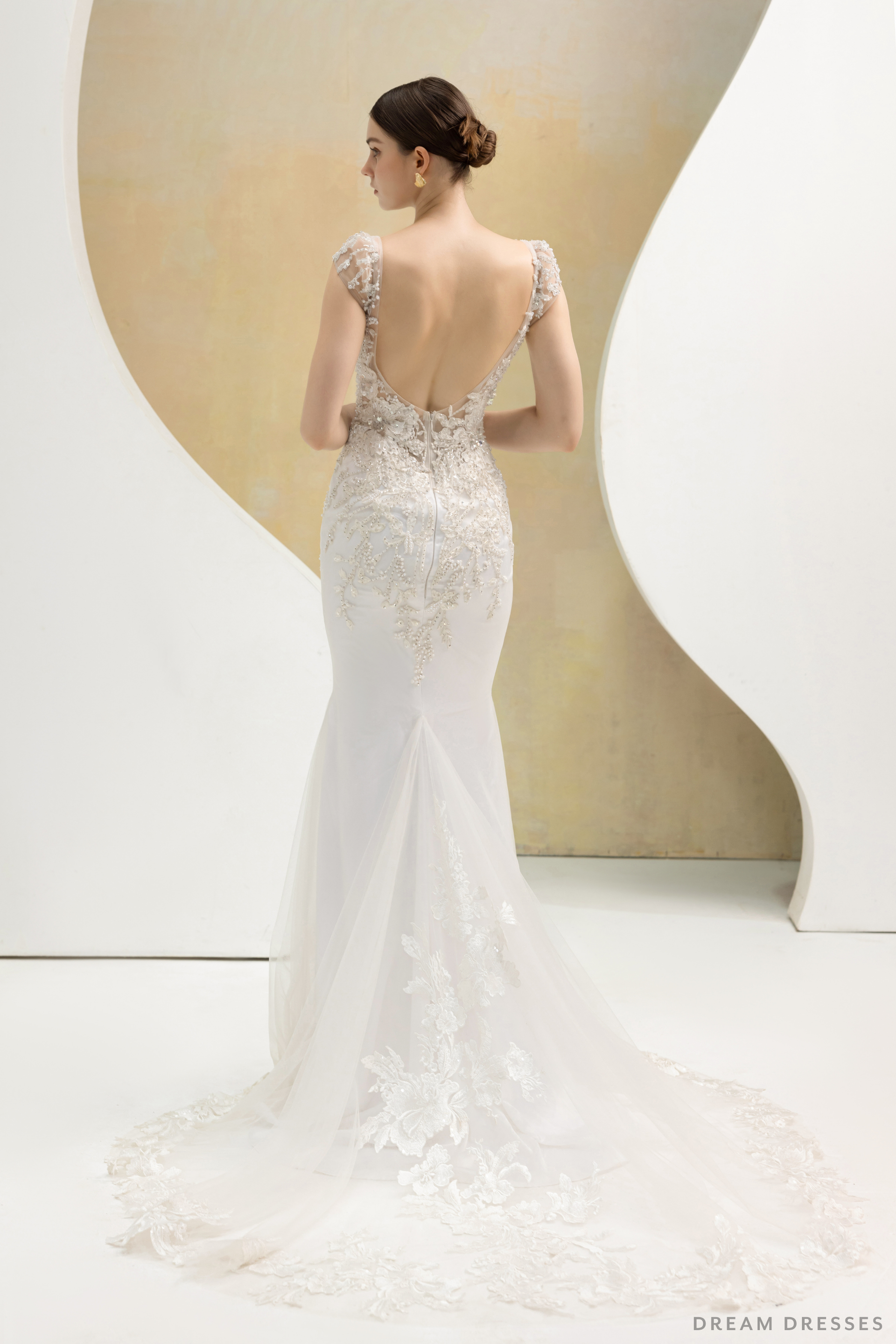 Plunging Neckline Mermaid Wedding Dress (#ELOISE) - Dream Dresses by P.M.N.