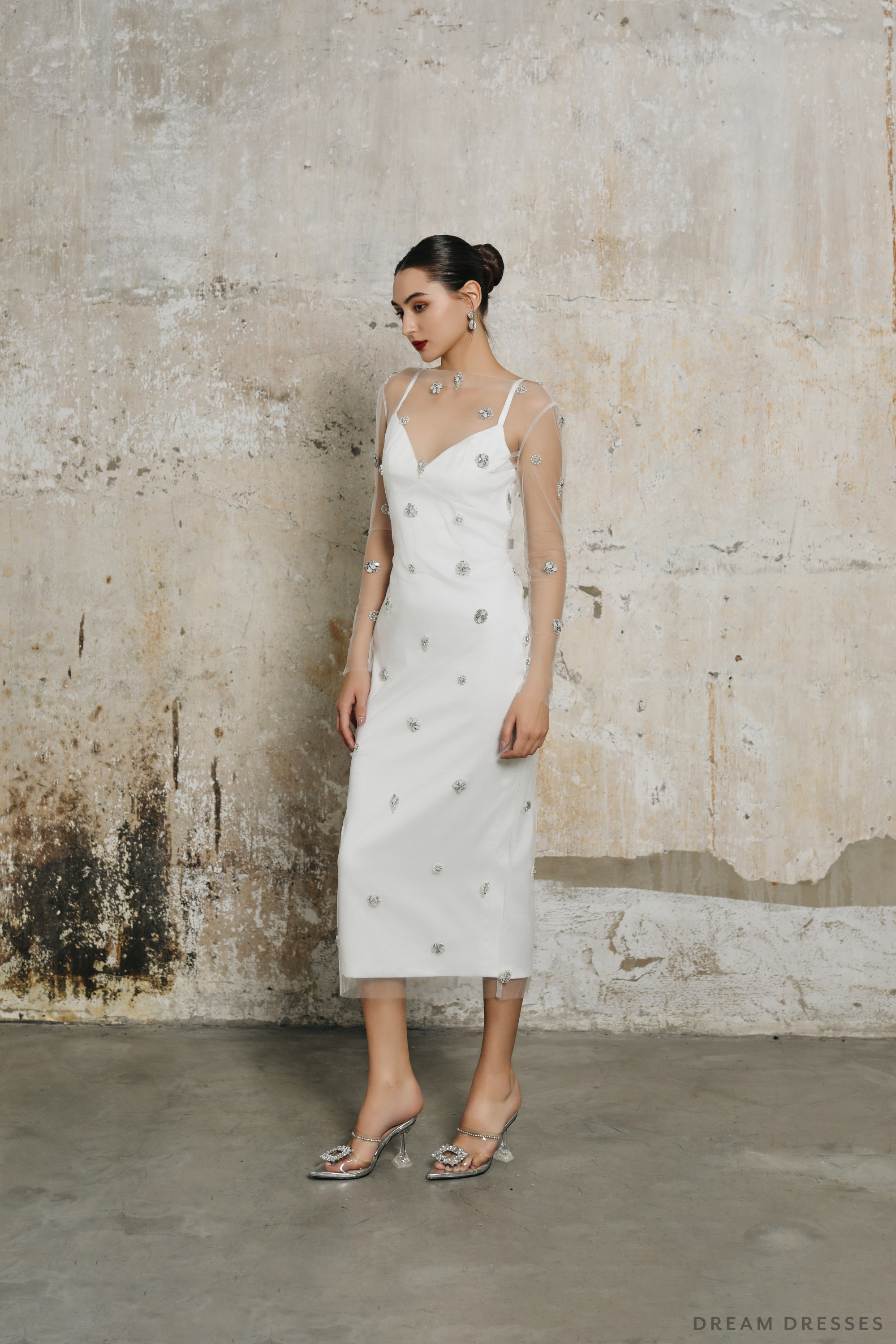 Mini Couture Dress with Embellished Overlay (#EZLIE)
