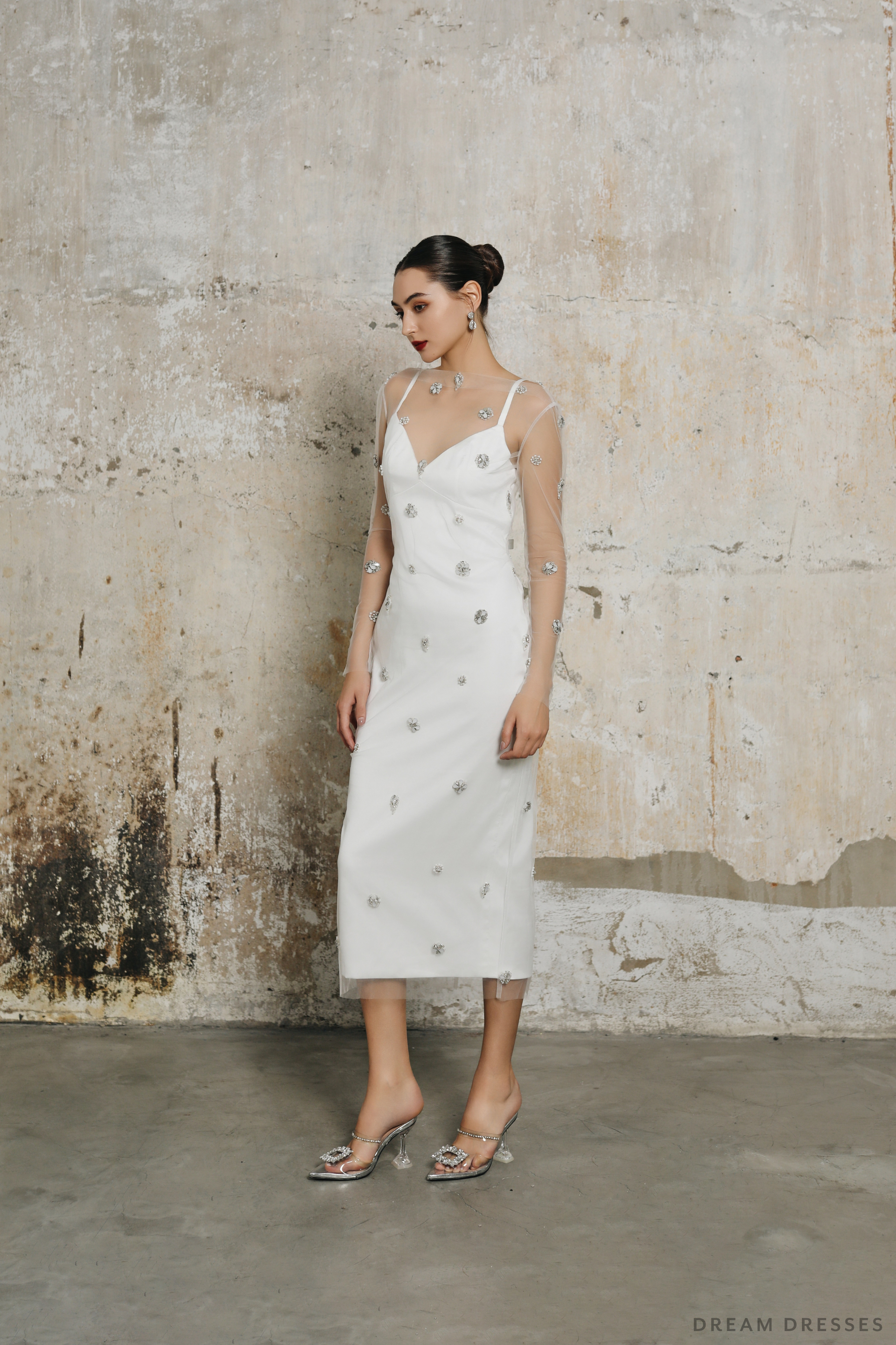 Mini Couture Dress with Embellished Overlay (#EZLIE) - Dream Dresses by P.M.N.