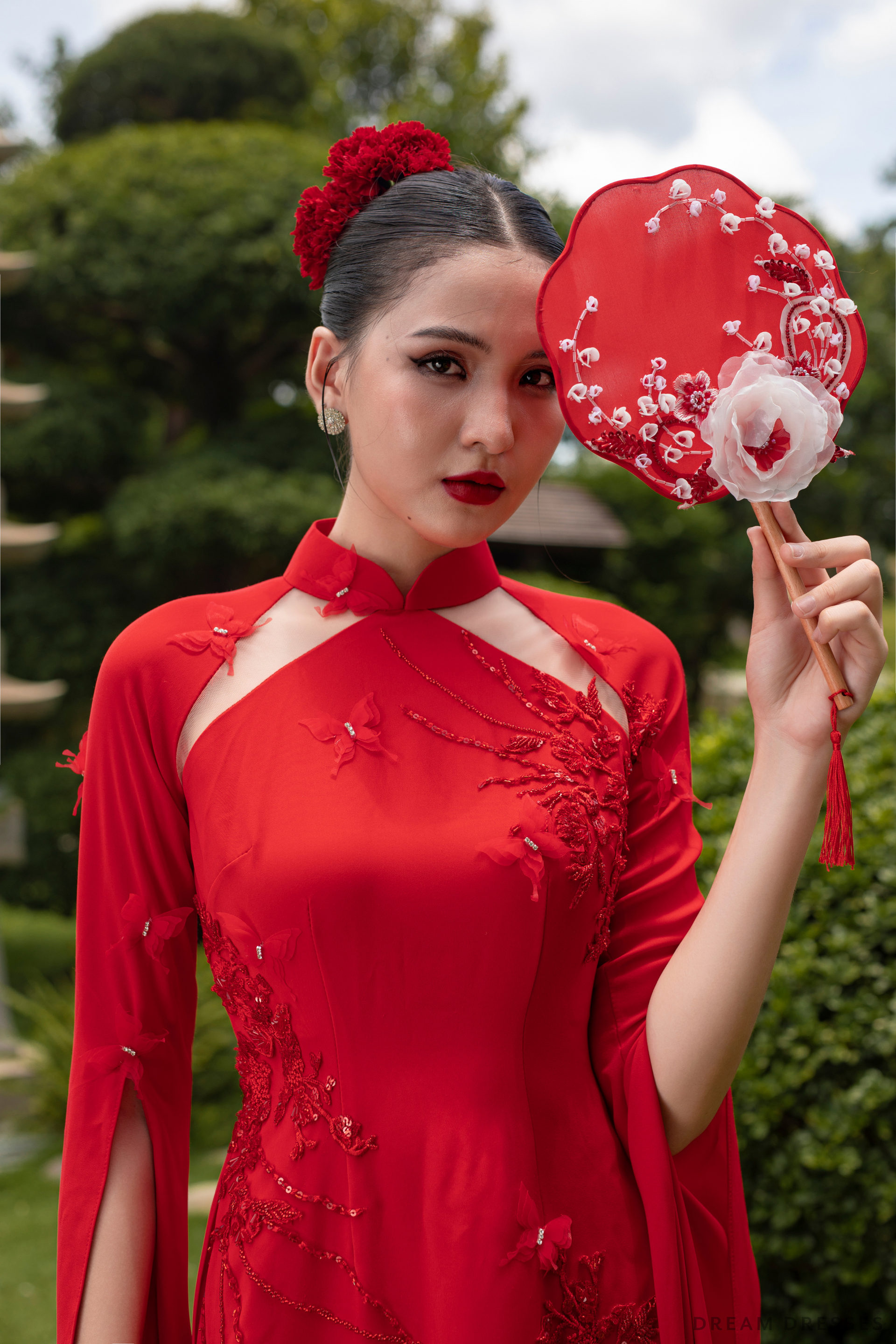 Red Bridal Ao Dai | Modern Vietnamese Bridal Dress (#LISI) - Dream Dresses by P.M.N.