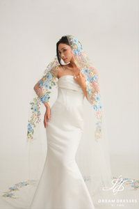 Colorful Floral Bridal Veil (#LUMINA)