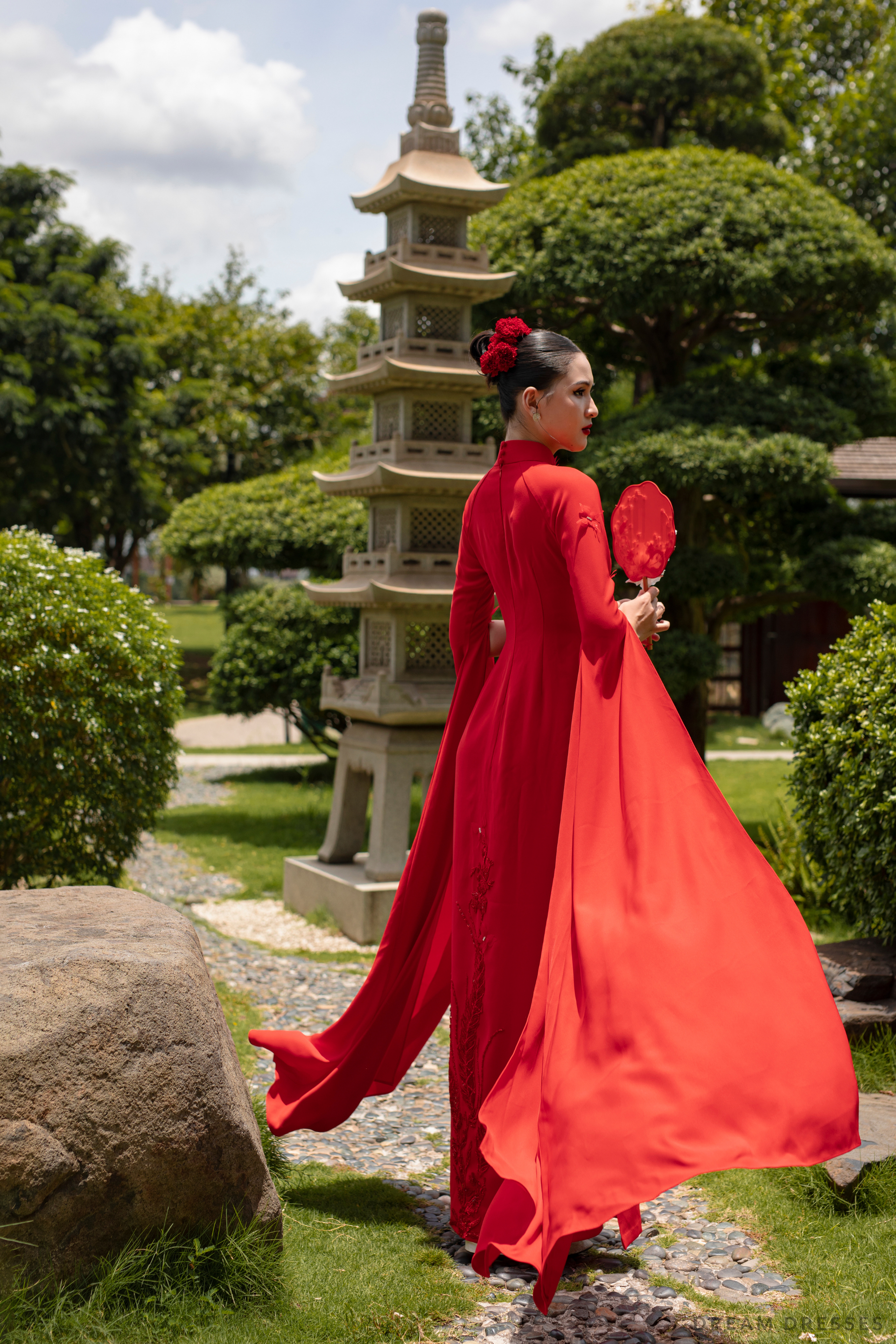 Red Bridal Ao Dai | Modern Vietnamese Bridal Dress (#LISI) - Dream Dresses by P.M.N.