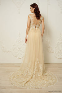 Champagne Bridal Ao Dai | Modern Vietnamese Bridal Dress (#SUYIN) - Dream Dresses by P.M.N.
