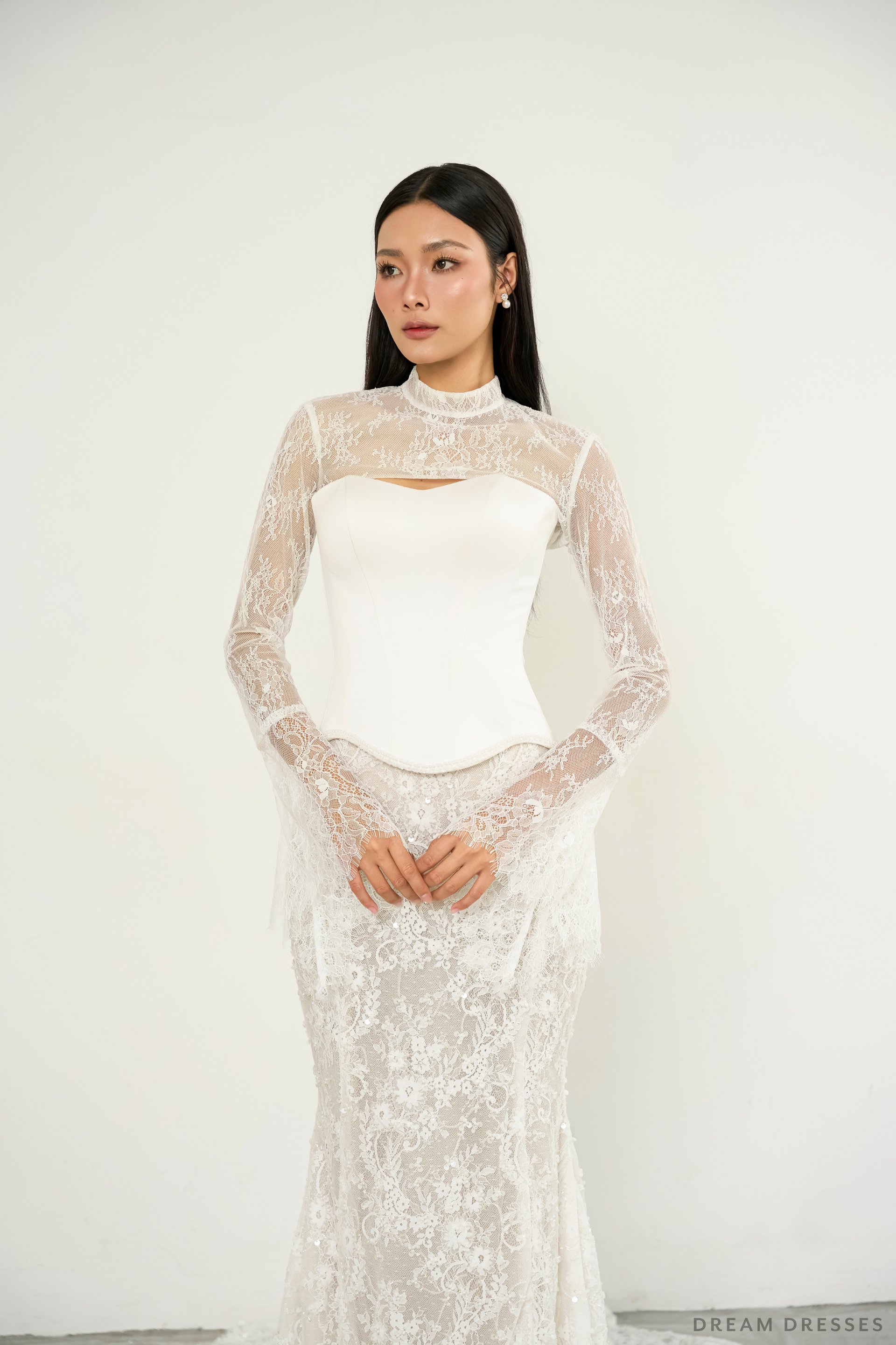 Bell Sleeve Lace Bridal Bolero (#MILA) - Dream Dresses by P.M.N.