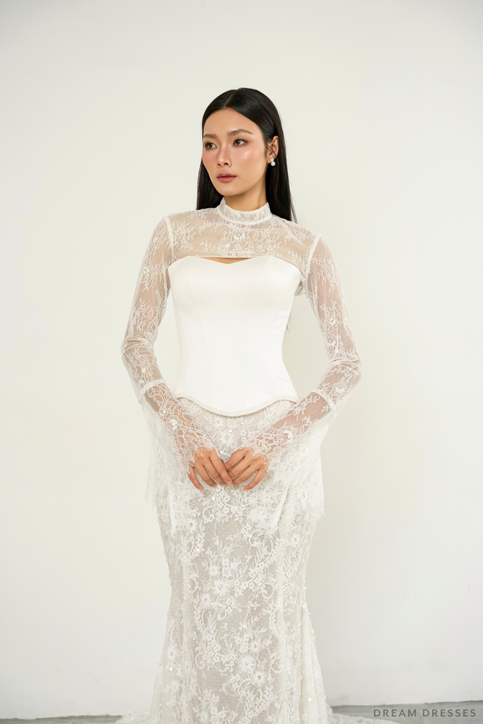 chinese dress ladies Lace Cover-Up for Bride – Wedding Topper & Bolero Jacket – artpodium.studio main image 1