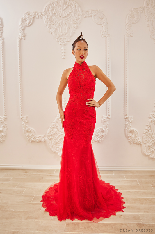 Red Bridal Cheongsam | Couture Lace Modern Cheongsam (#PHUONG) - Dream Dresses by P.M.N.
