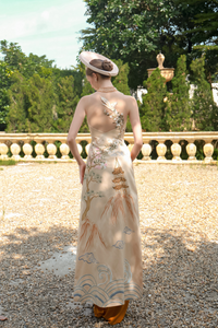 Champagne Bridal Embroidery Ao Dai | Modern Vietnamese Bridal Dress (#MEILYN) - Dream Dresses by P.M.N.