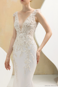 Plunging Neckline Mermaid Wedding Dress (#ELOISE) - Dream Dresses by P.M.N.