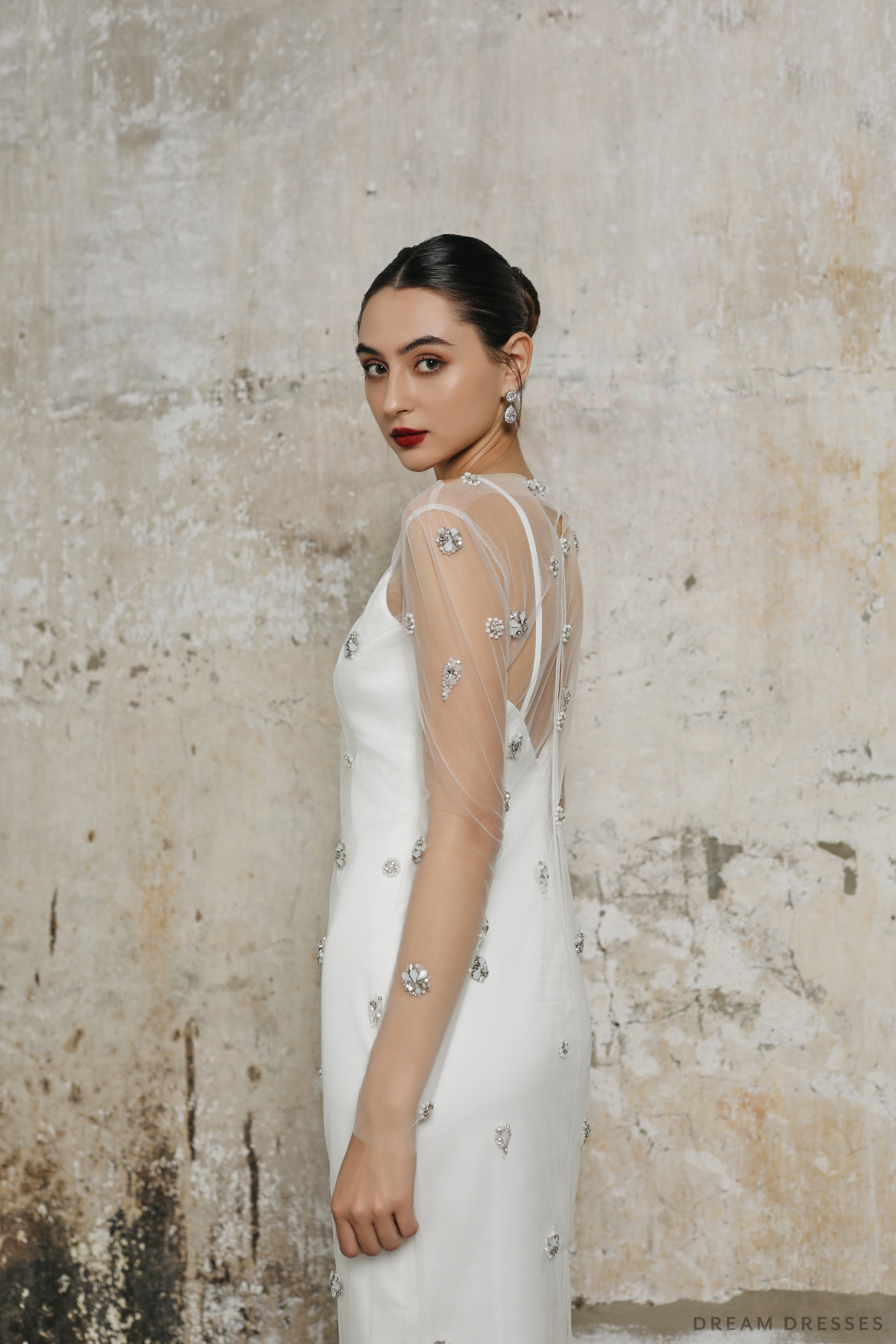 Mini Couture Dress with Embellished Overlay (#EZLIE)