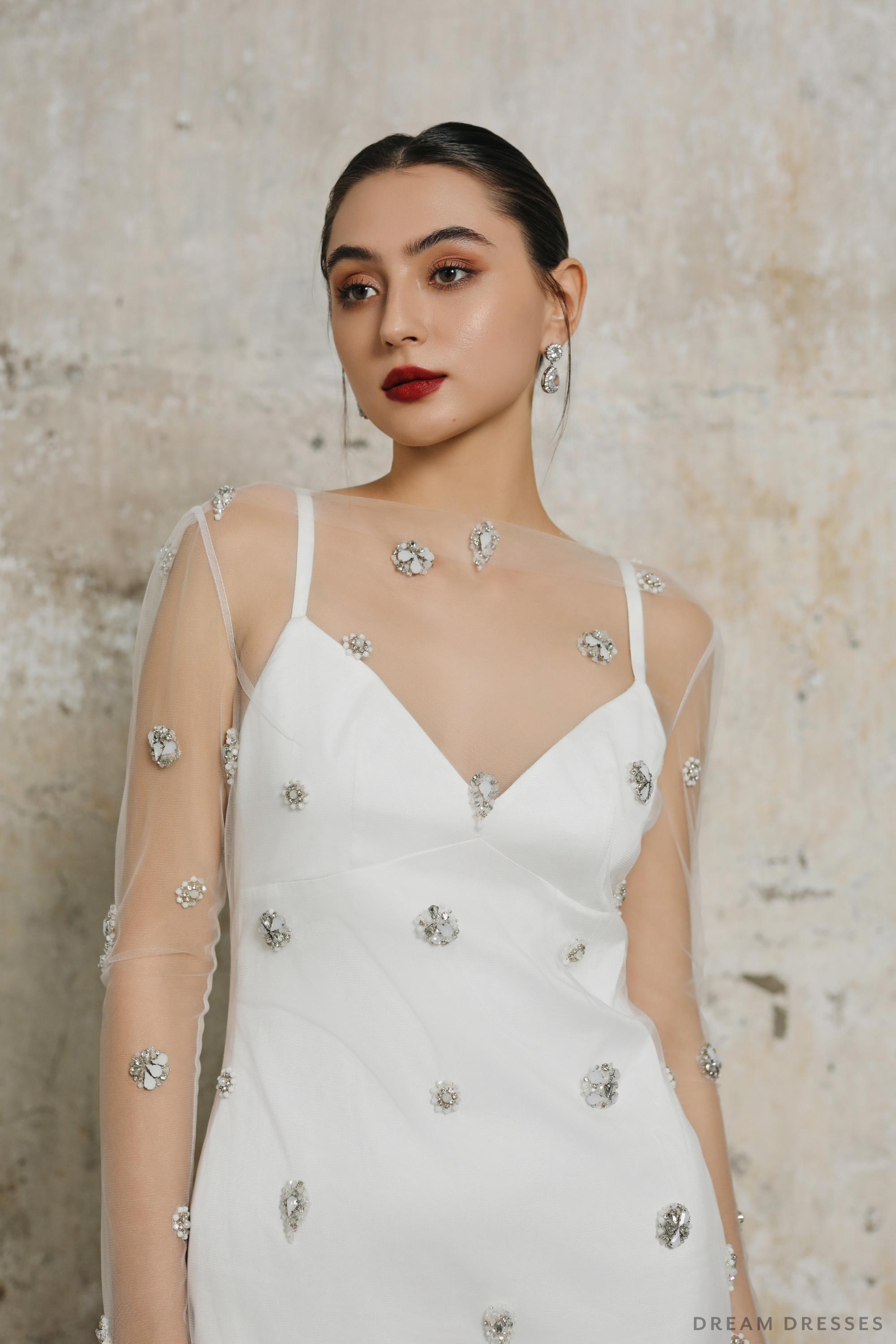 Mini Couture Dress with Embellished Overlay (#EZLIE)