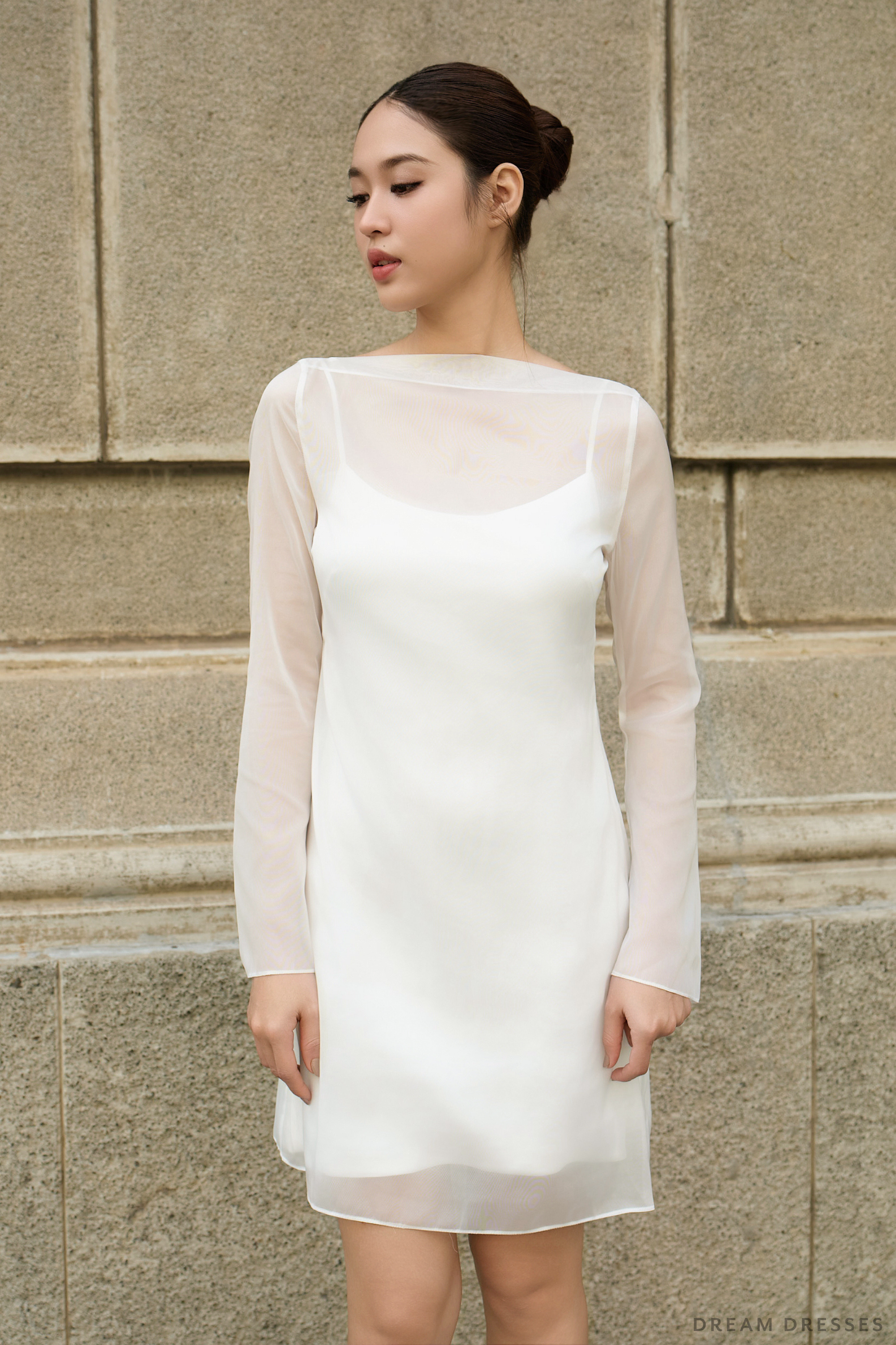 Long Sleeves  Rehearsal Dinner Dress (#LENORA)