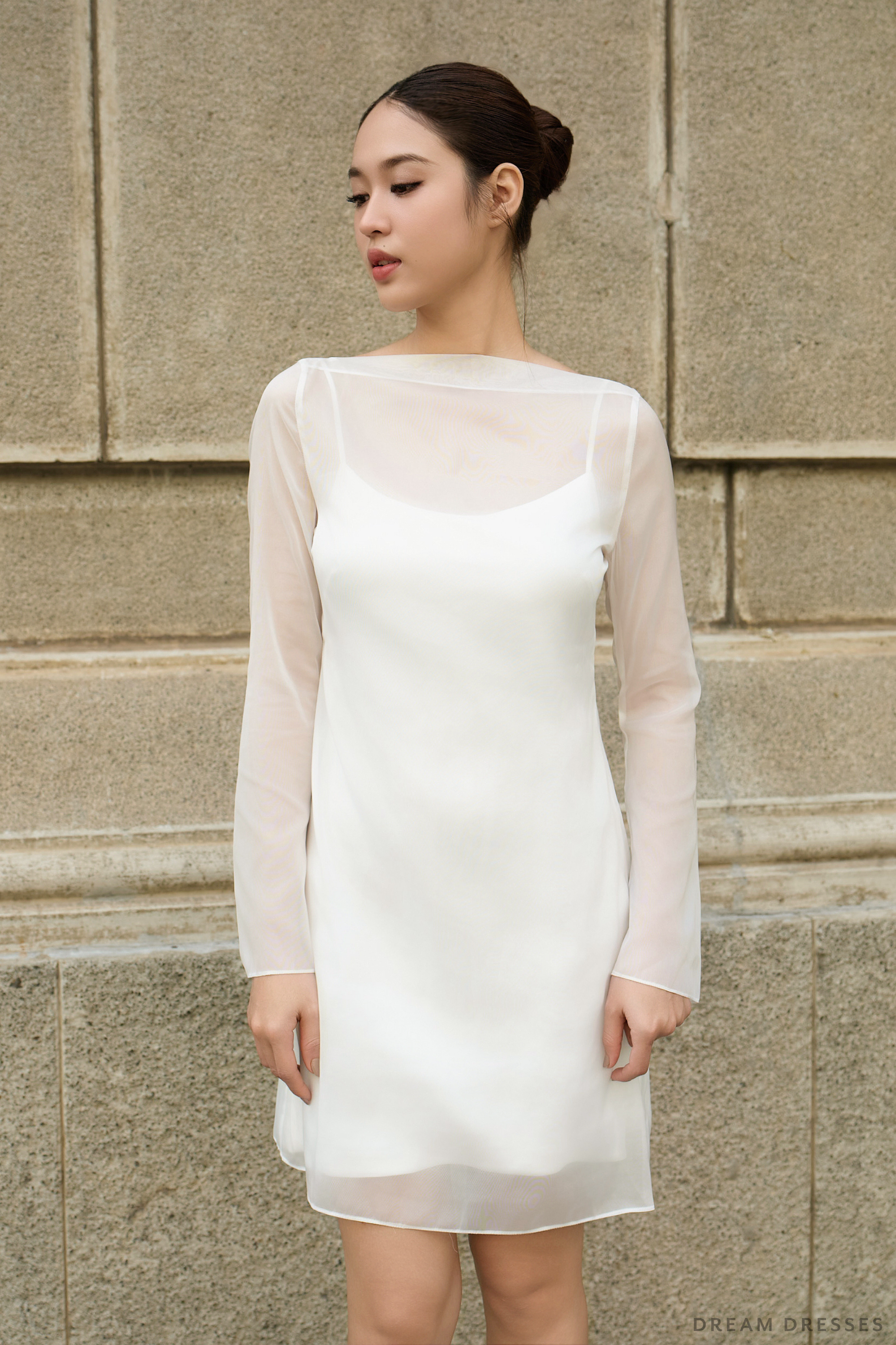 Long Sleeves  Rehearsal Dinner Dress (#LENORA) - Dream Dresses by P.M.N.