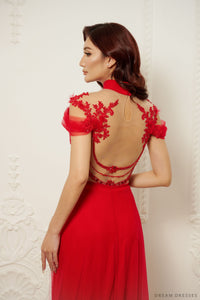 Red Bridal Ao Dai | Modern Vietnamese Bridal Dress (#EHUANG) - Dream Dresses by P.M.N.