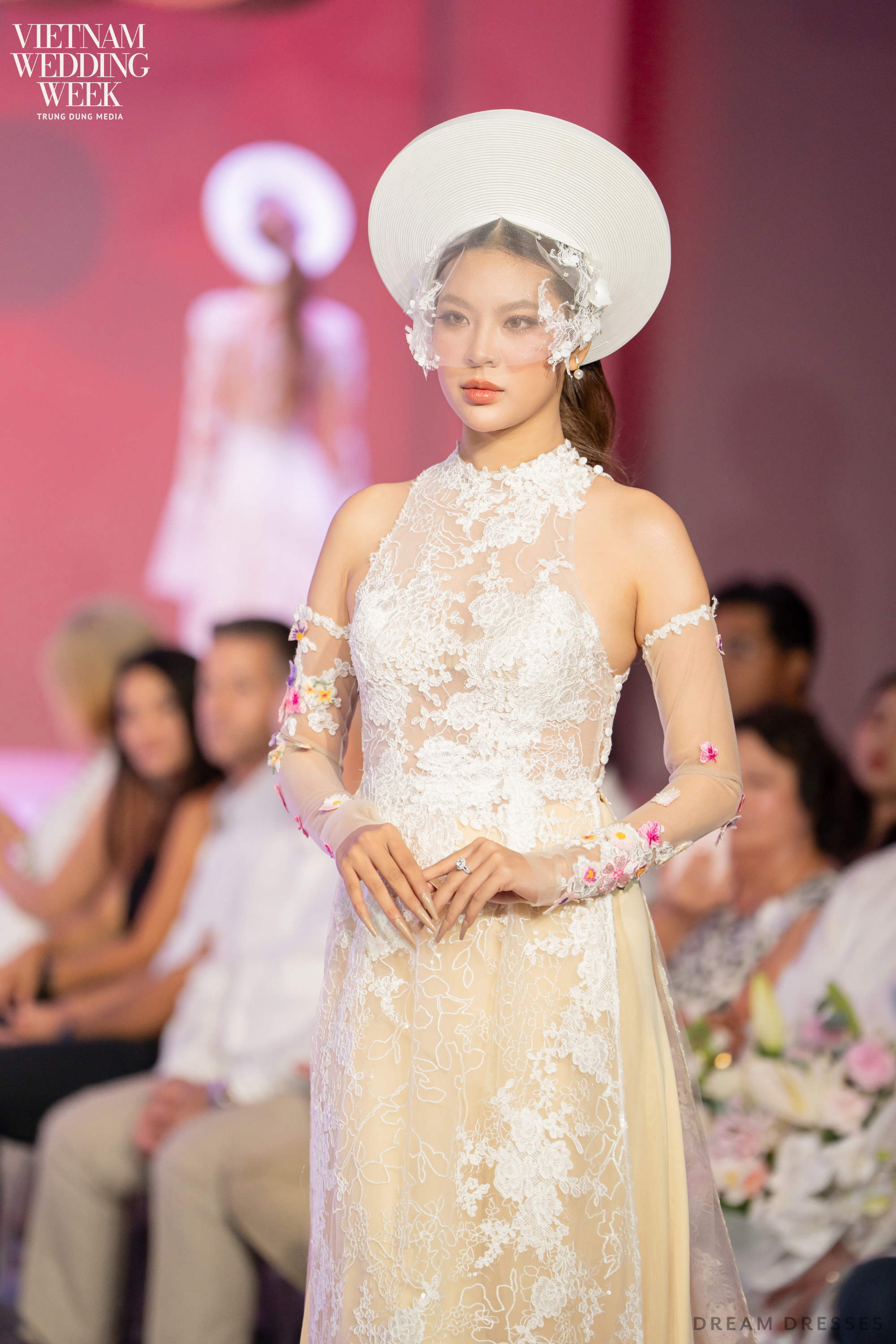White Bridal Ao Dai | Modern Vietnamese Bridal Dress with Couture Lace (#ROSABELLA)