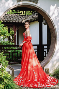 Red Cheongsam-Inspired Ao Dai (#YEN) - Dream Dresses by P.M.N.