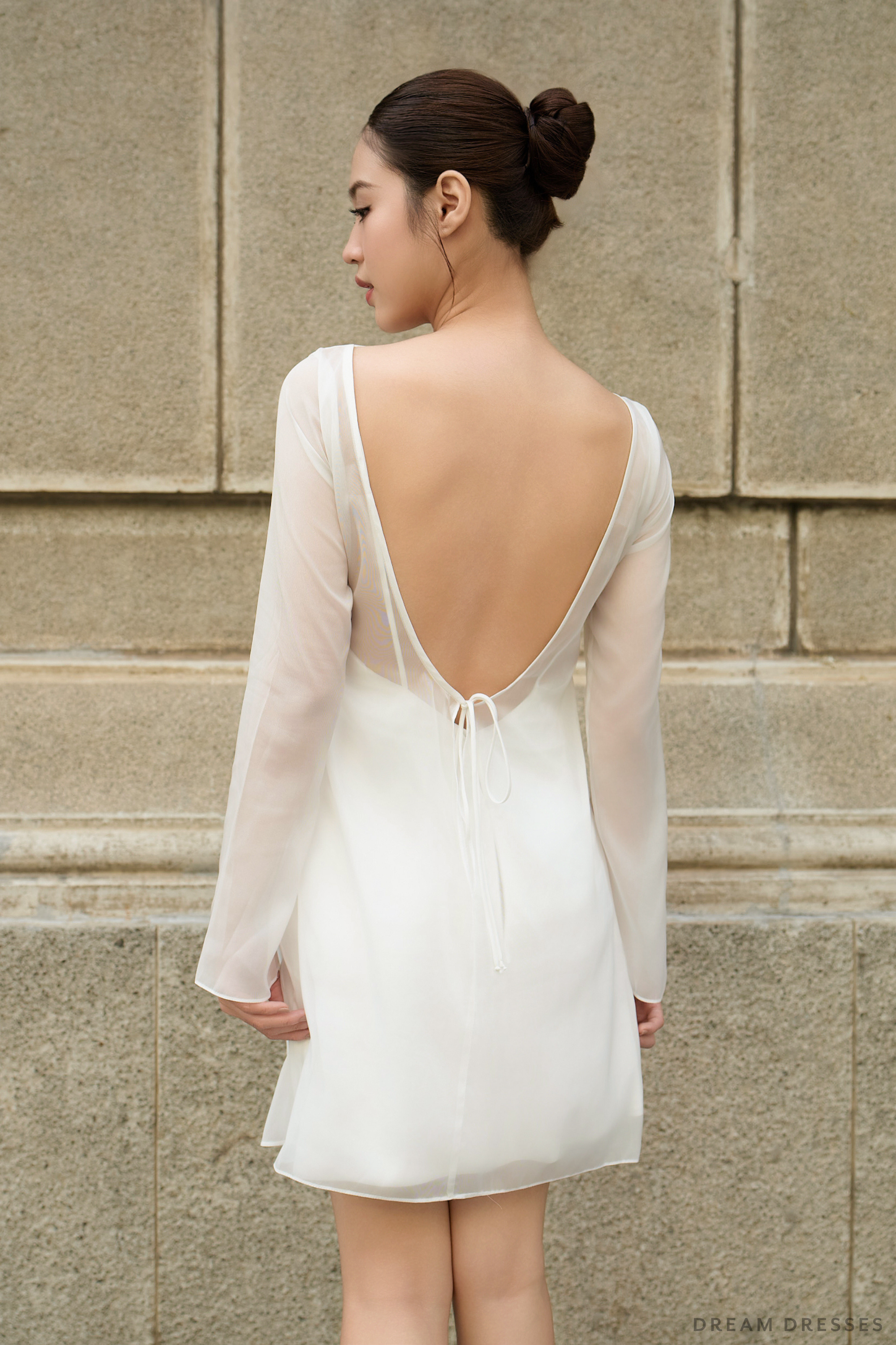 Long Sleeves  Rehearsal Dinner Dress (#LENORA)