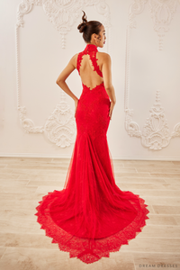 Red Bridal Cheongsam | Couture Lace Modern Cheongsam (#PHUONG) - Dream Dresses by P.M.N.