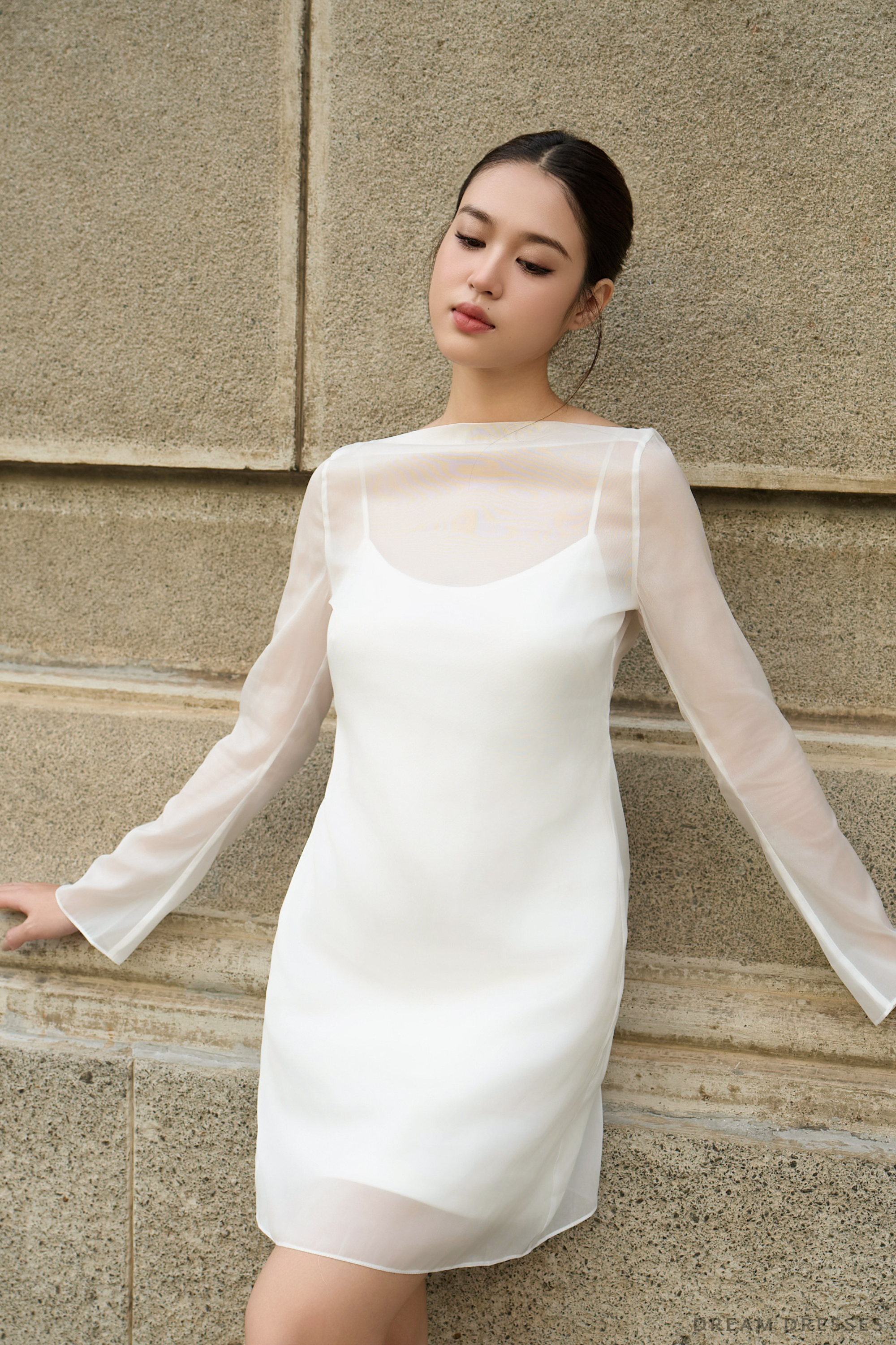 Long Sleeves  Rehearsal Dinner Dress (#LENORA)