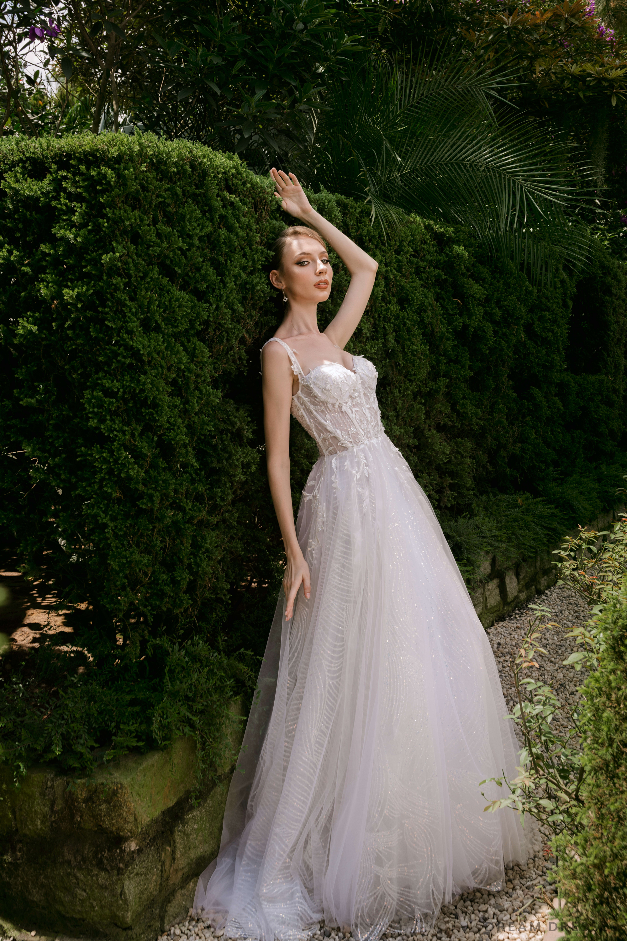 Embellished A-line Wedding Dress with Straps (#CHARLISE)