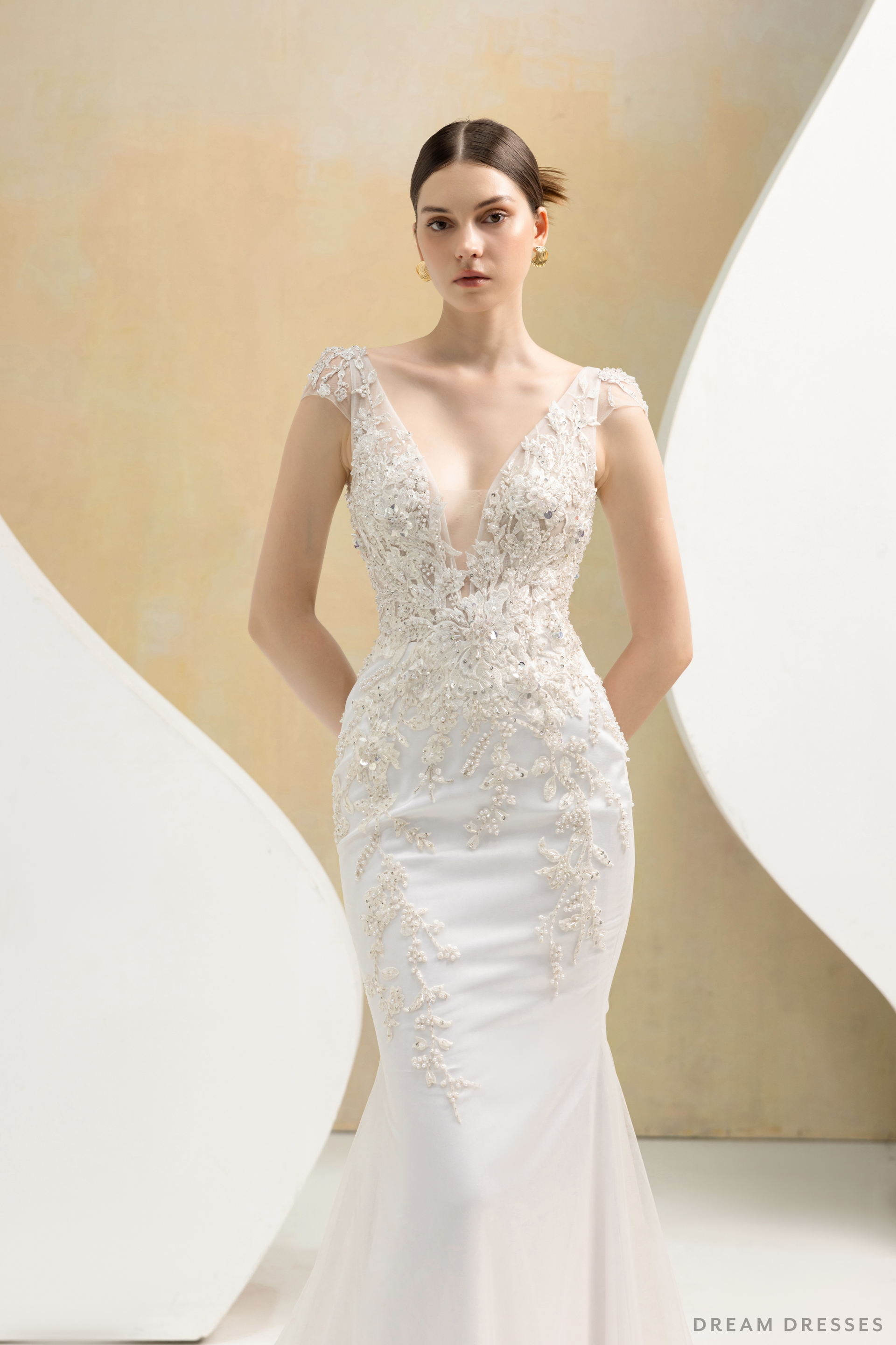 Plunging Neckline Mermaid Wedding Dress (#ELOISE) - Dream Dresses by P.M.N.
