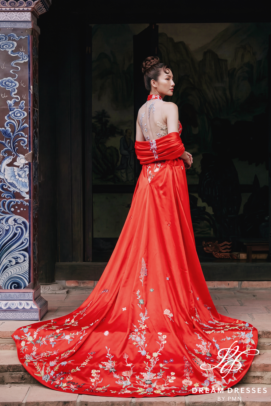 Red Cheongsam-Inspired Ao Dai (#YEN) - Dream Dresses by P.M.N.