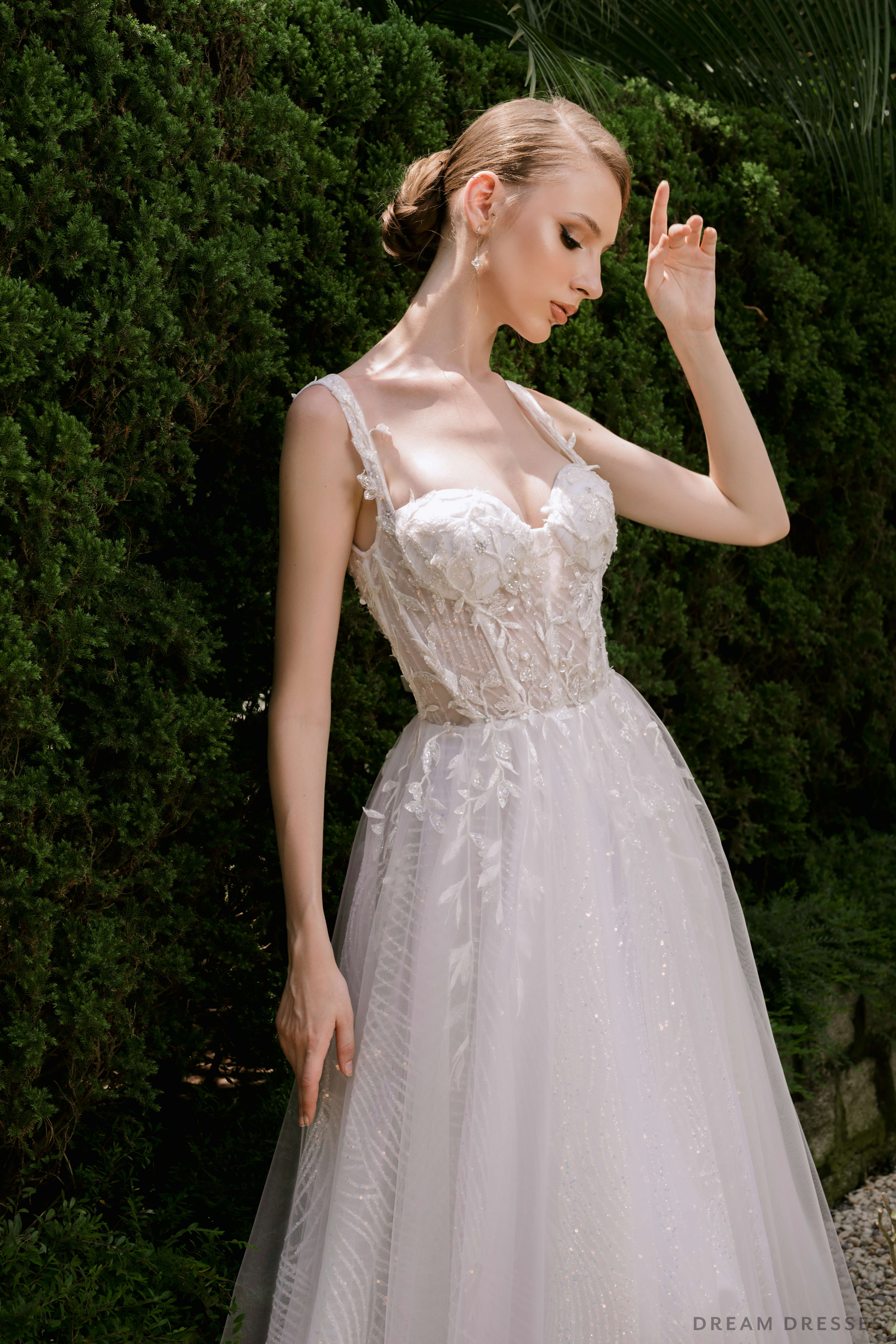 Embellished A-line Wedding Dress with Straps (#CHARLISE)