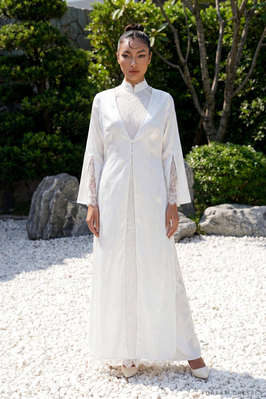 Ao Dai Overcoat | Vietnamese Bridal Cape (#ELYSIAN) - Dream Dresses by P.M.N.