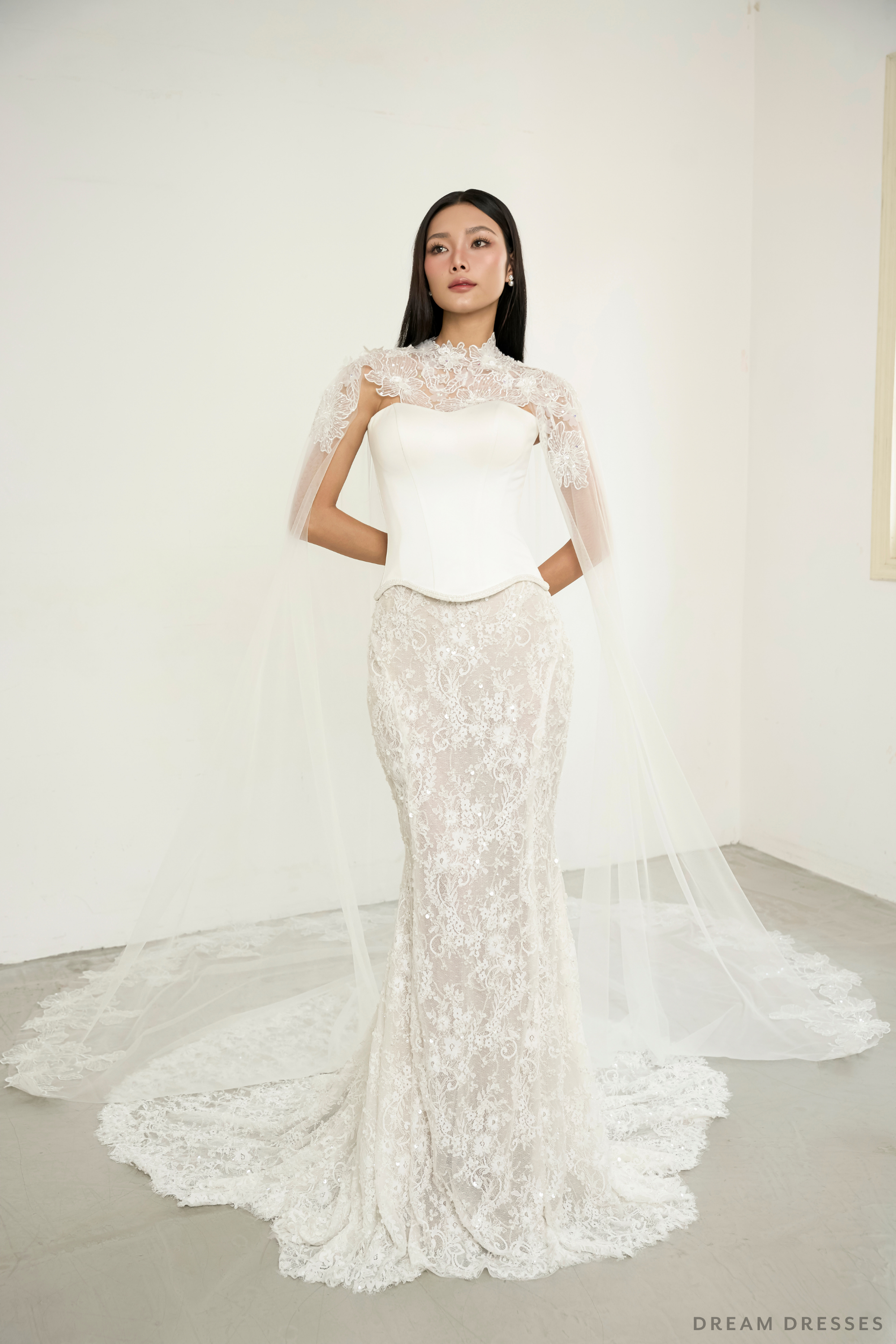 Cathedral Bridal Cape Veil (#ARIA)