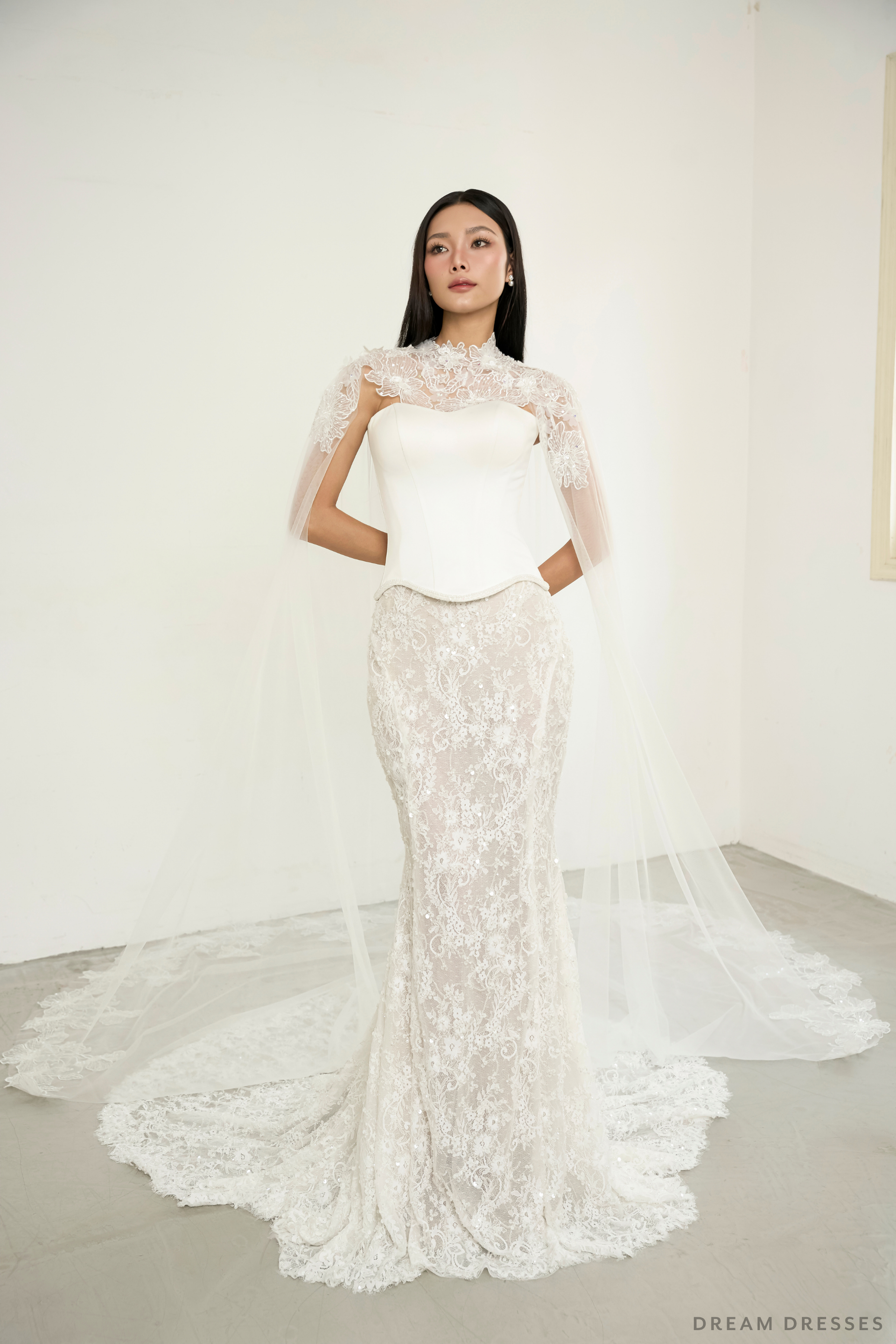 Cathedral Bridal Cape Veil (#ARIA) - Dream Dresses by P.M.N.