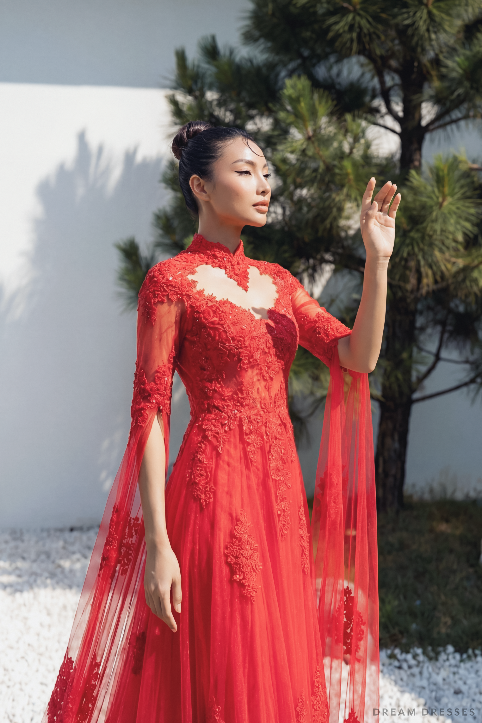 Red Bridal Ao Dai | Lace Vietnamese Bridal Dress (#HANLYN)