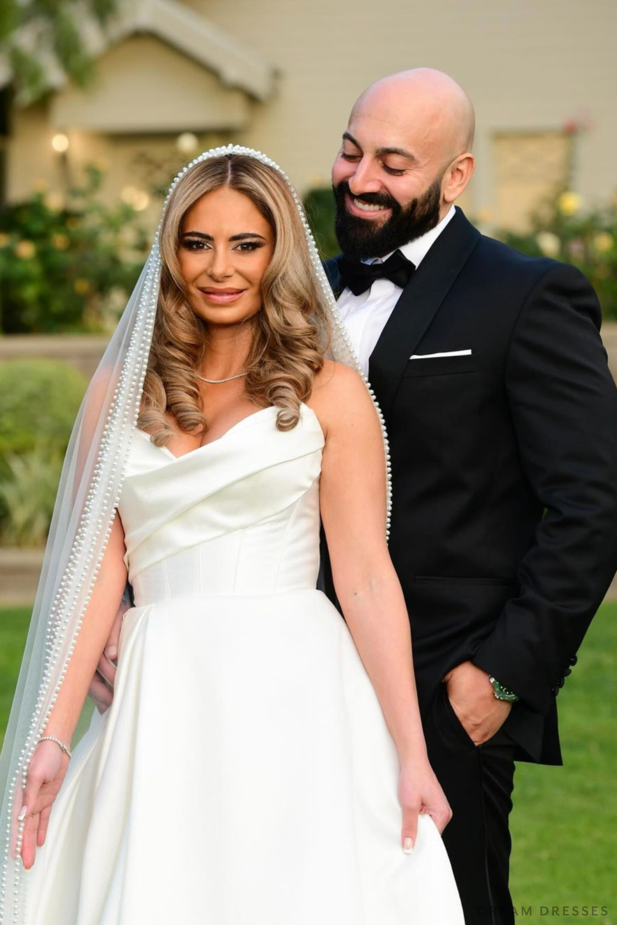 Cathedral Wedding Veil with Pearls (#QUEEN)