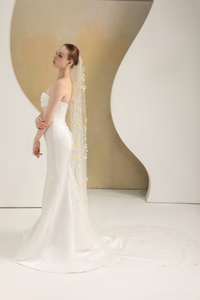 Chapel Veil with 3D Flowers (#MALENA) - Dream Dresses by P.M.N.