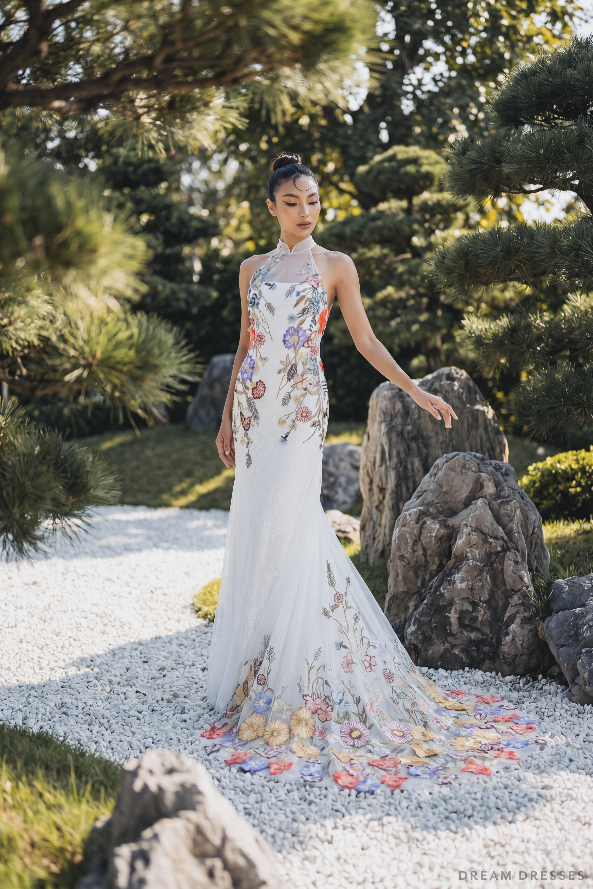 Modern Cheongsam-Inspired Bridal | Couture Lace Modern Cheongsam Bridal Dress (#YAO) - Dream Dresses by P.M.N.
