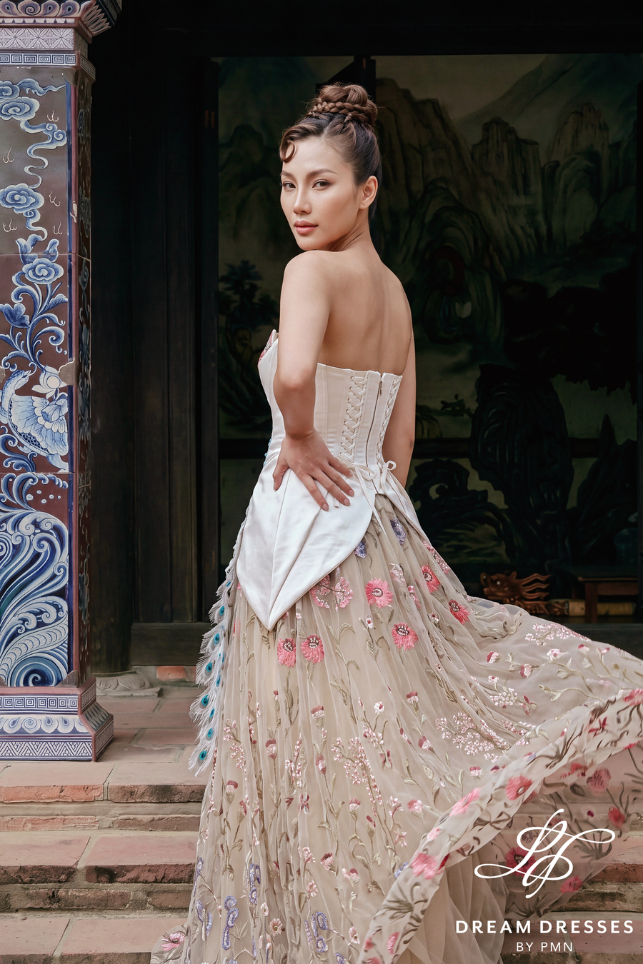 Fully Floral Lace  Wedding Dress with Corset (#SAN)