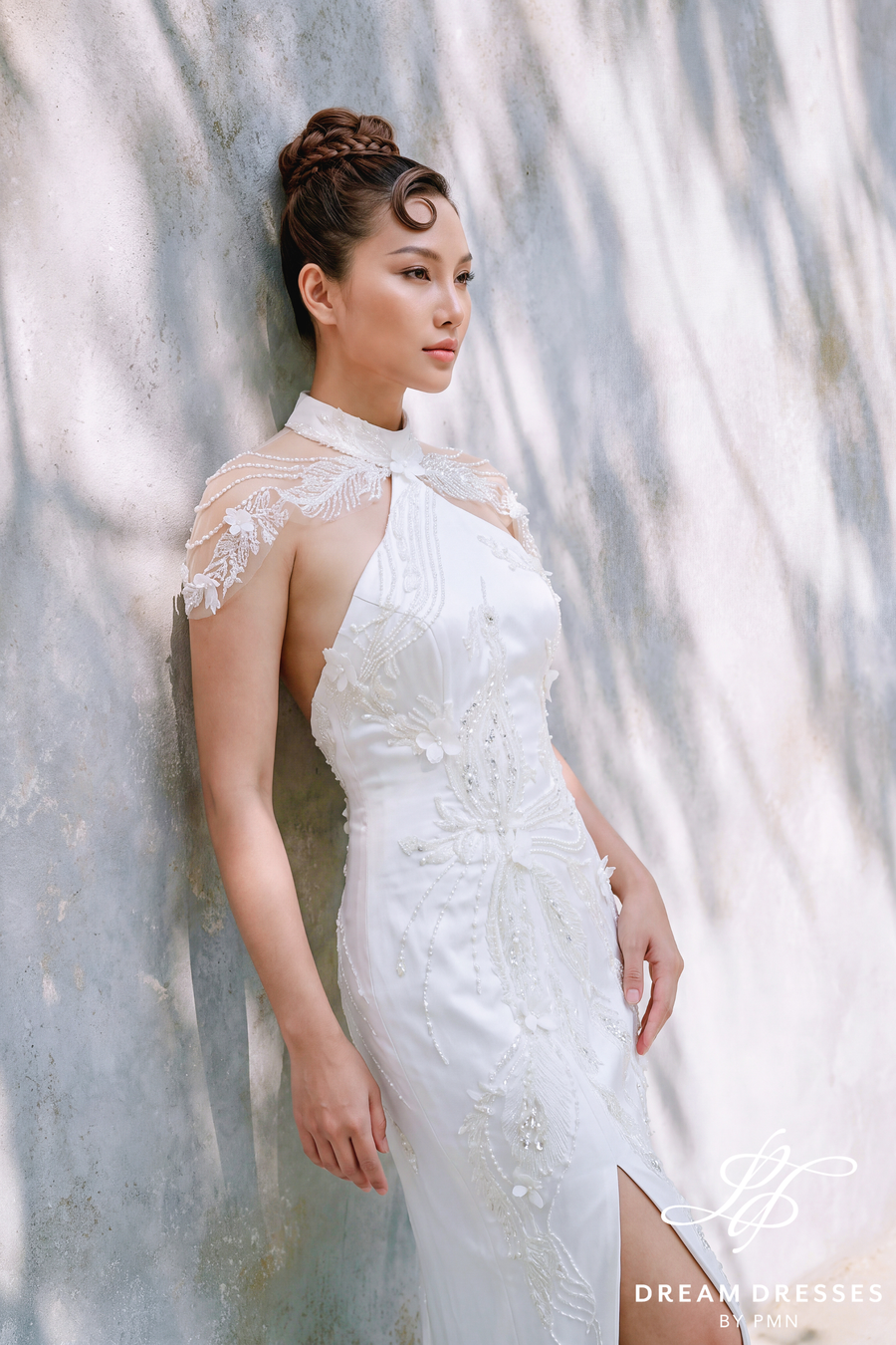 Light Ivory Modern Cheongsam Bridal Dress (#NIAN) - Dream Dresses by P.M.N.