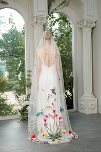 Hummingbird Embroidery Wedding Veil (#SILVANA) - Dream Dresses by P.M.N.