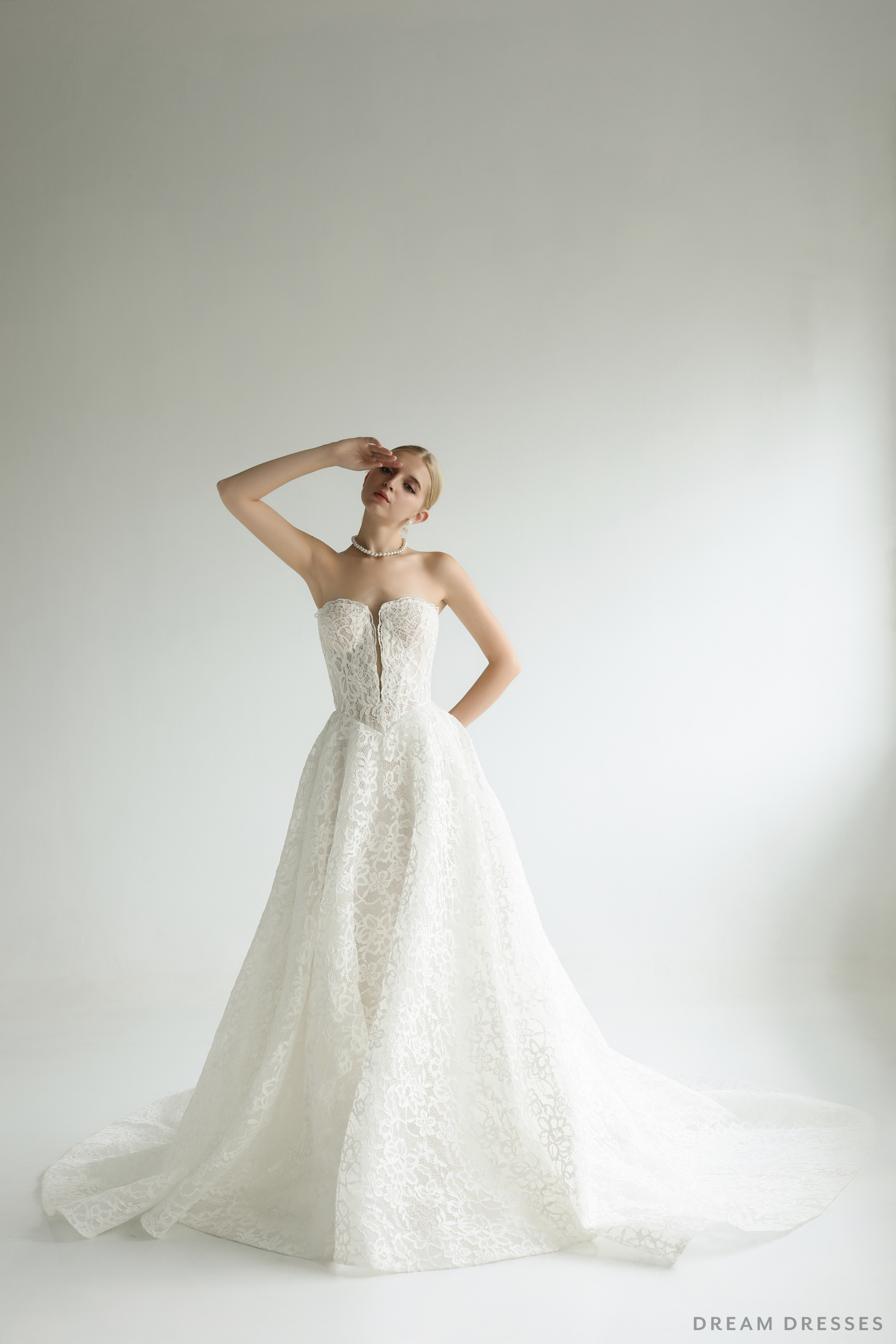 Strapless Lace Wedding Ball Gown (#ROSSELLA) - Dream Dresses by P.M.N.