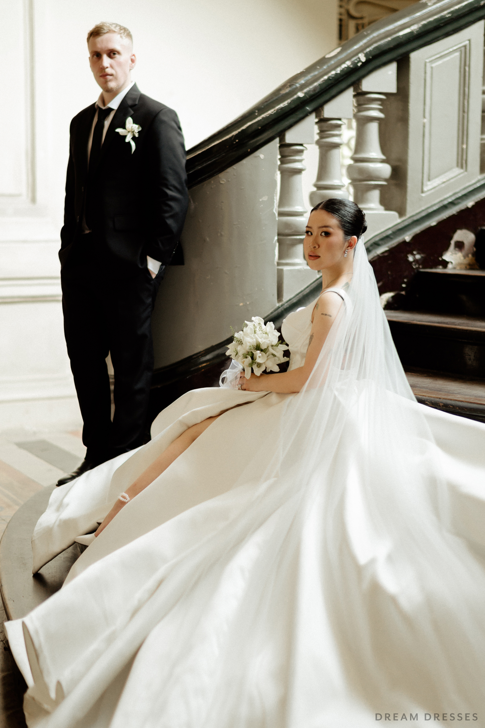 Ball Gown Wedding Dress with High Slit  (#KHANHTIEN)