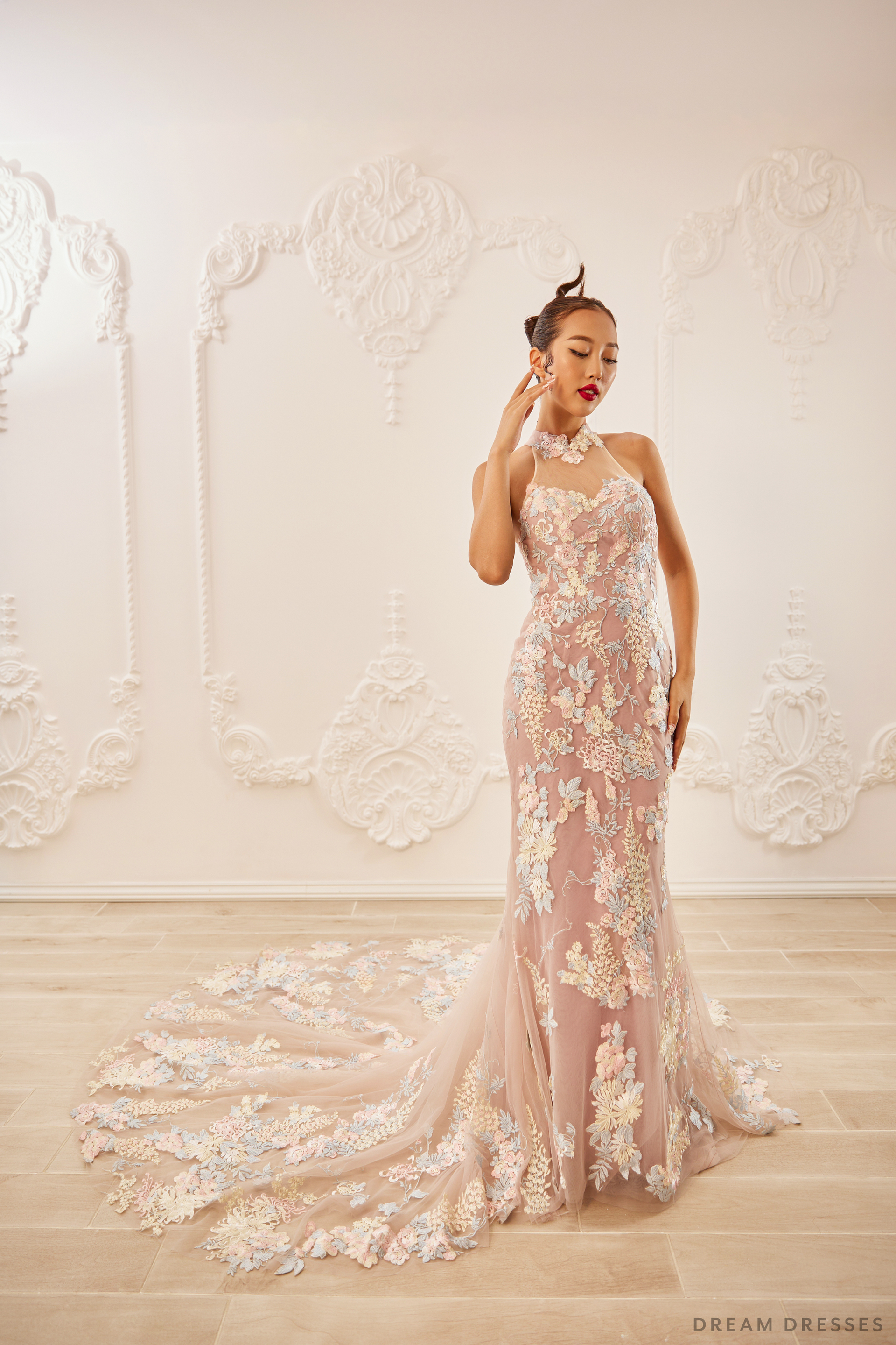 Pink Bridal Cheongsam | Couture Lace Modern Cheongsam (#KEELIN) - Dream Dresses by P.M.N.